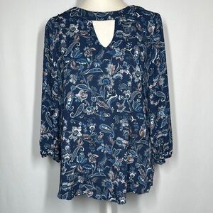 ❤️3/$30 Papermoon Floral Blue Women's Top